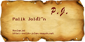 Palik Jolán névjegykártya
